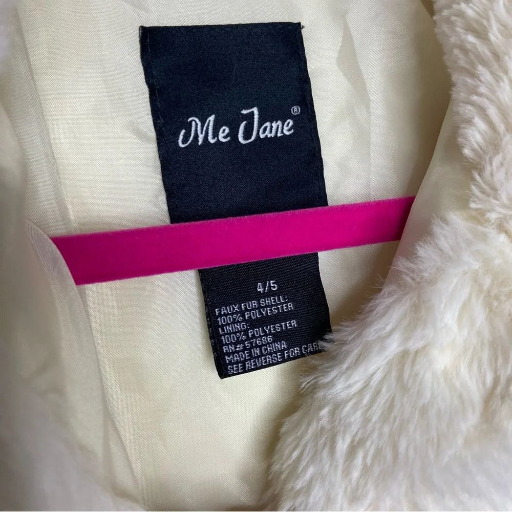 Me Jane Girls White/Off-White Faux Fur Coat Size 4/5